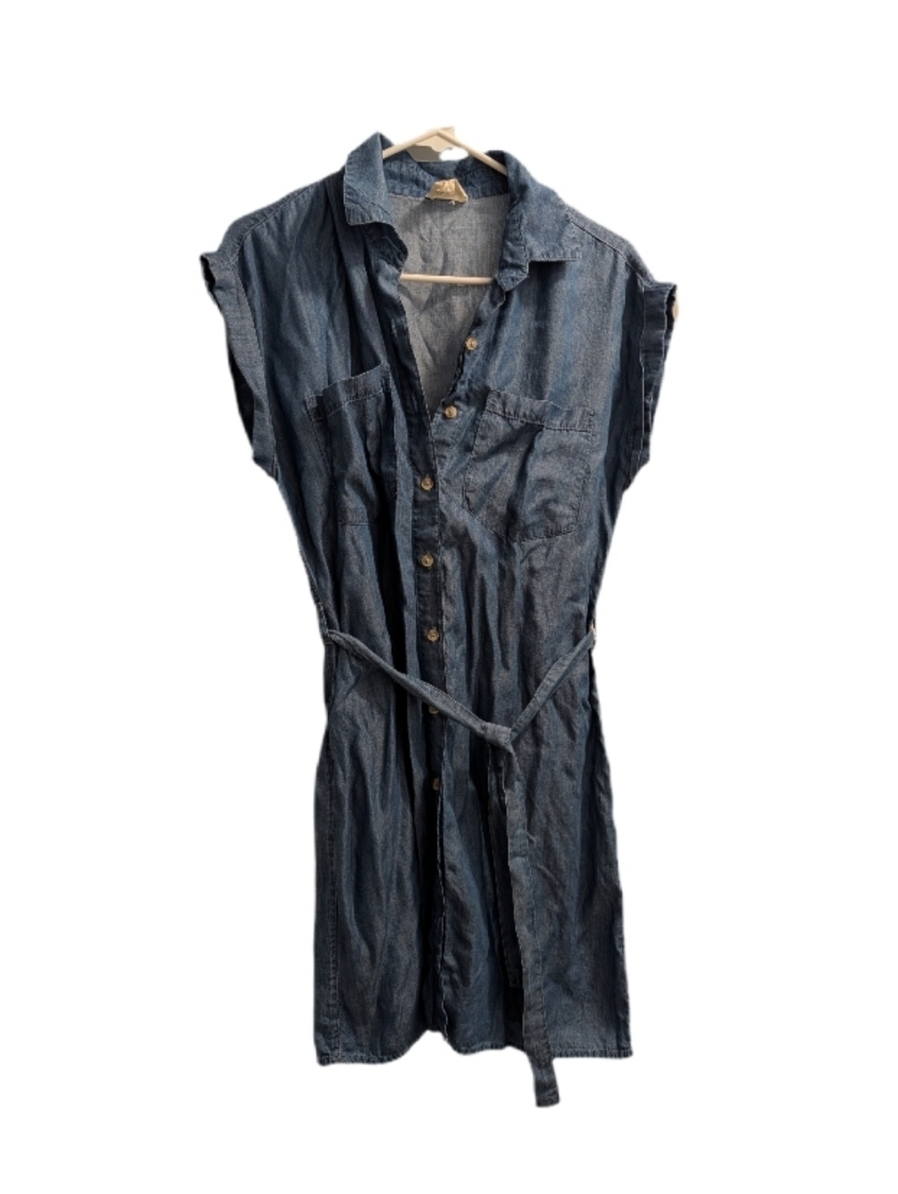 Harper Heritage Button-Front Denim Shirt Dress in Dark Blue S